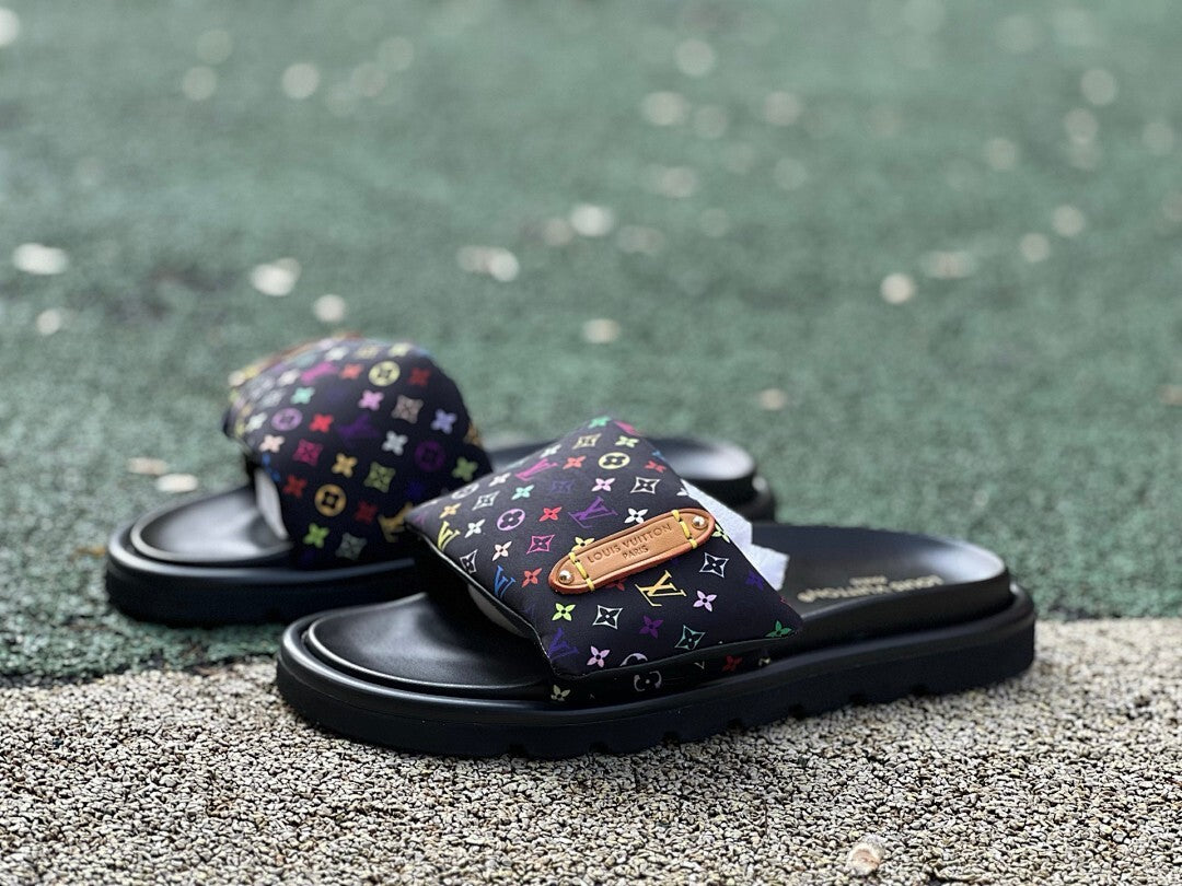 Louis Vuitton Pool Pillow Flat Mule Monogram Rainbow Black