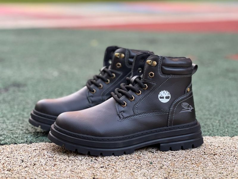 Timberland Men's Black Lace-Up Padded Collar Ankle Boots