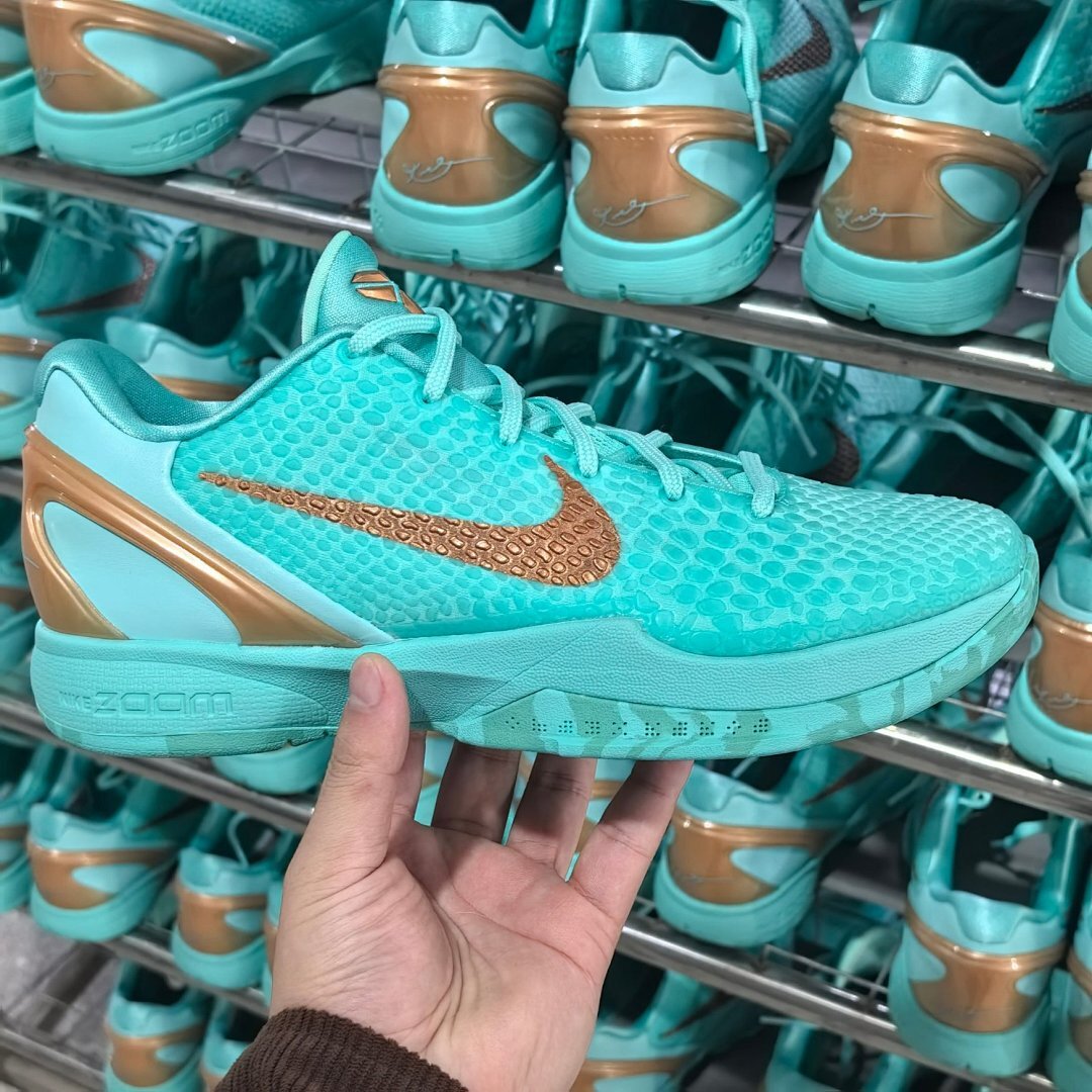 Nike Kobe 6 Protro Mint Gold Teal Aqua Basketball Shoes Sneakers