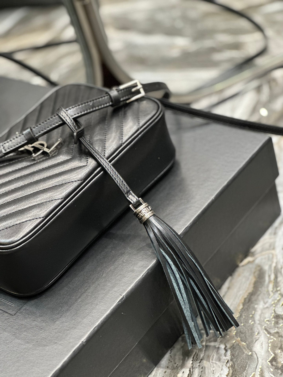 Saint Laurent Lou Camera Bag in Quilted Leather - Black