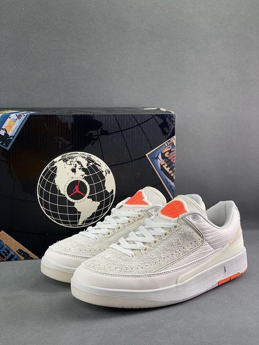 Air Jordan 2 Retro Low Craft Sail Safety Orange DX4401-118 Men's Sneakers