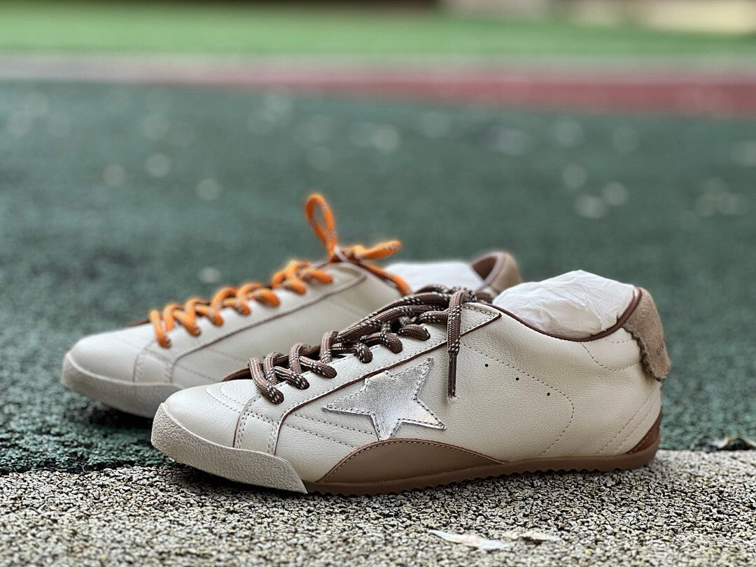 Golden Goose Stardan Sneakers Cream Leather Silver Star Brown Sole