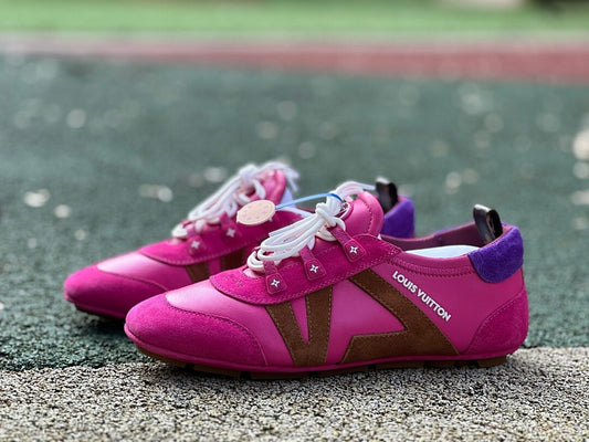 Louis Vuitton Run Away Sneaker Pink Suede Leather Brown Purple