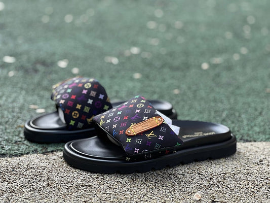 Louis Vuitton Pool Pillow Flat Mule Monogram Rainbow Black
