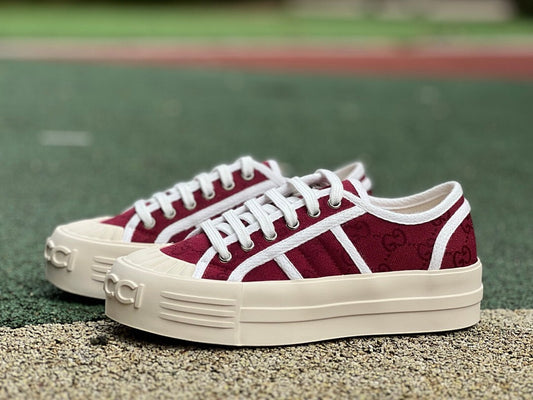 Gucci Women's Platform Sneaker with GG monogram Dark Red 679051 H2Z00 6480