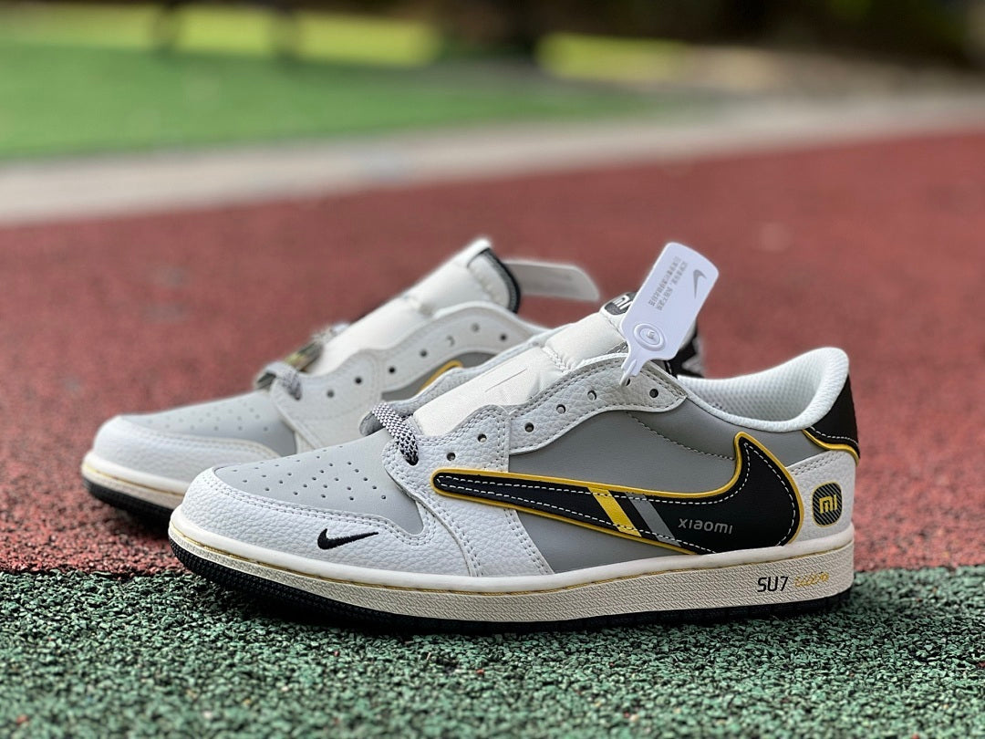 Nike Air Jordan 1 Low Xiaomi SU7 Custom Collaboration Sneakers Grey White Black Yellow