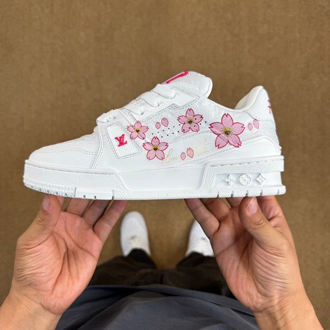 Louis Vuitton LV Trainer Sneaker White Pink Cherry Blossom