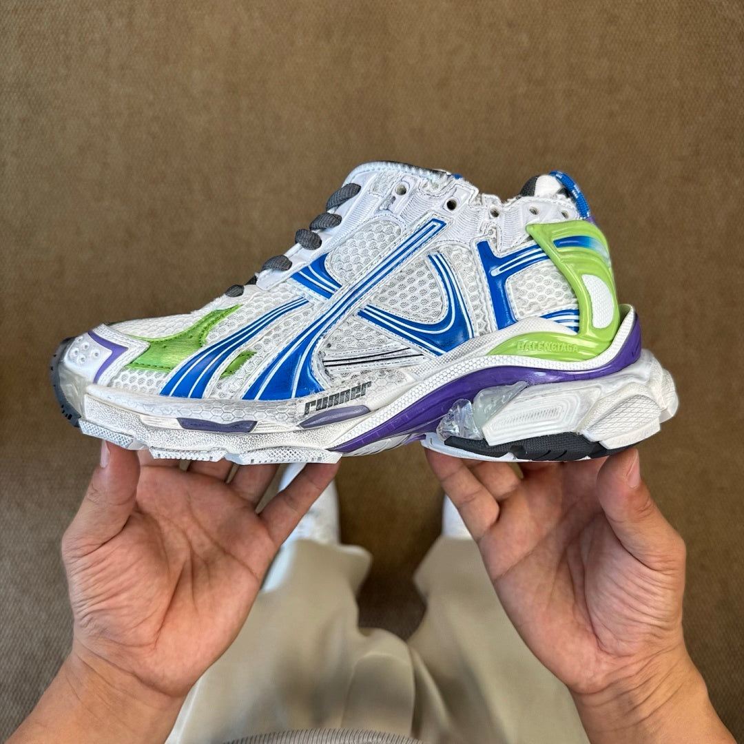 Balenciaga Runner Sneaker White Blue Green Purple 677403 W3RB1 9016