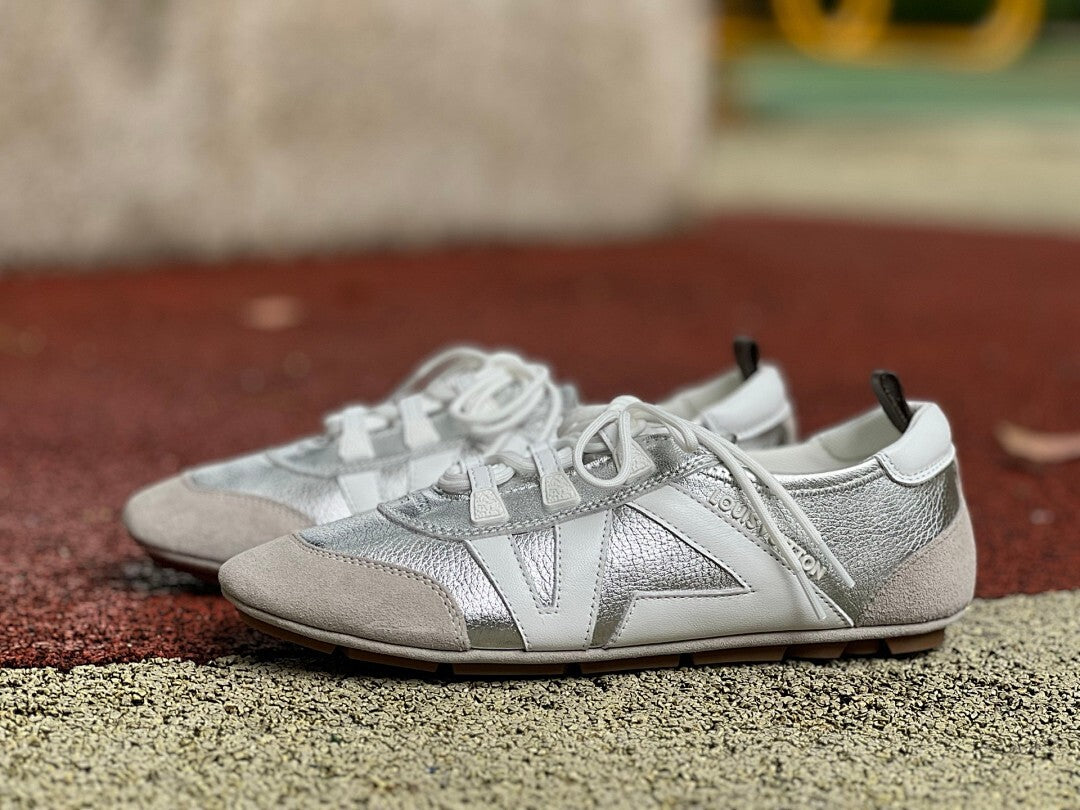 Louis Vuitton Run Away Sneaker Silver Metallic White Beige