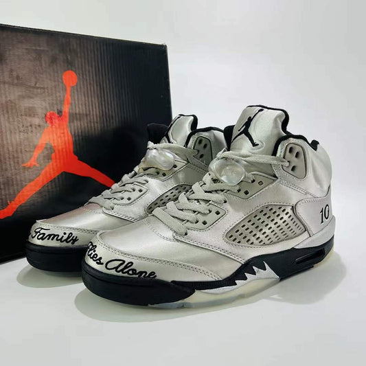 DJ Khaled Air Jordan 5 Retro "We The Best" Friends & Family "Family Flies Alone" Metallic Silver Sneakers