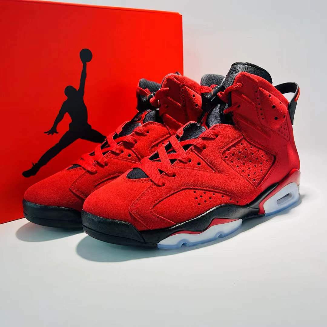Air Jordan 6 Retro Infrared 23 Men's Basketball Shoes Red Black Suede Sneakers 384664-623