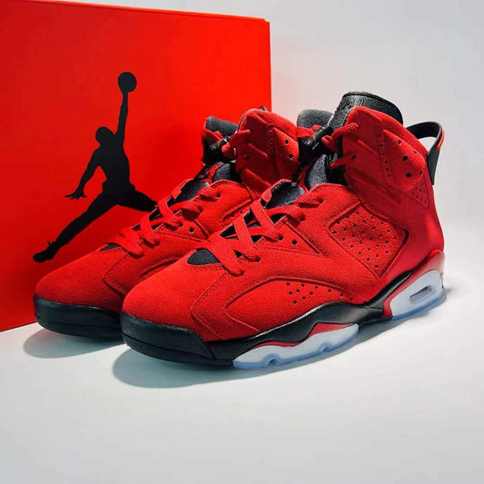 Air Jordan 6 Retro Infrared 23 Men's Basketball Shoes Red Black Suede Sneakers 384664-623