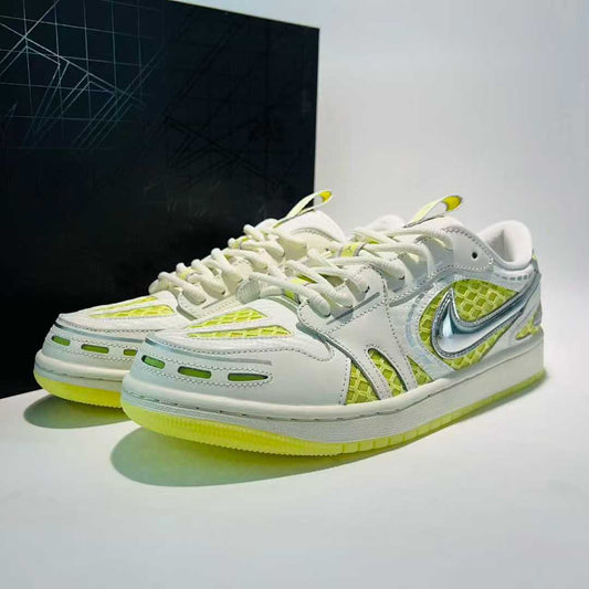 Nike Dunk Low Disrupt 2 Coconut Milk Metallic Silver Barely Volt Women's Shoes DV4029-100 Yellow Mesh Sneakers Lifestyle Fashion Trainers
