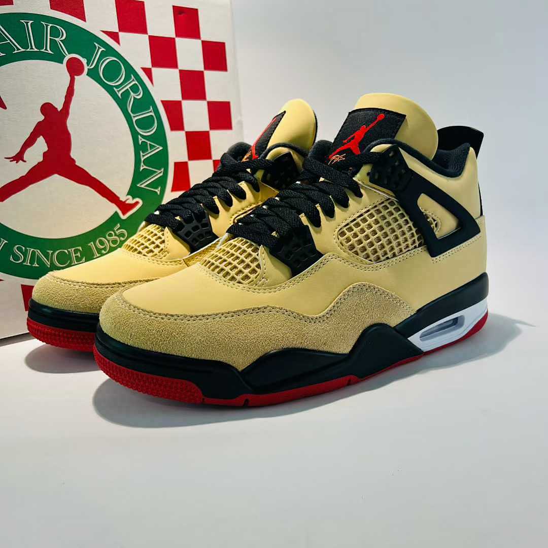 Nike Air Jordan 4 Retro Lightning Tour Yellow Black Red Shoes CT8527-700
