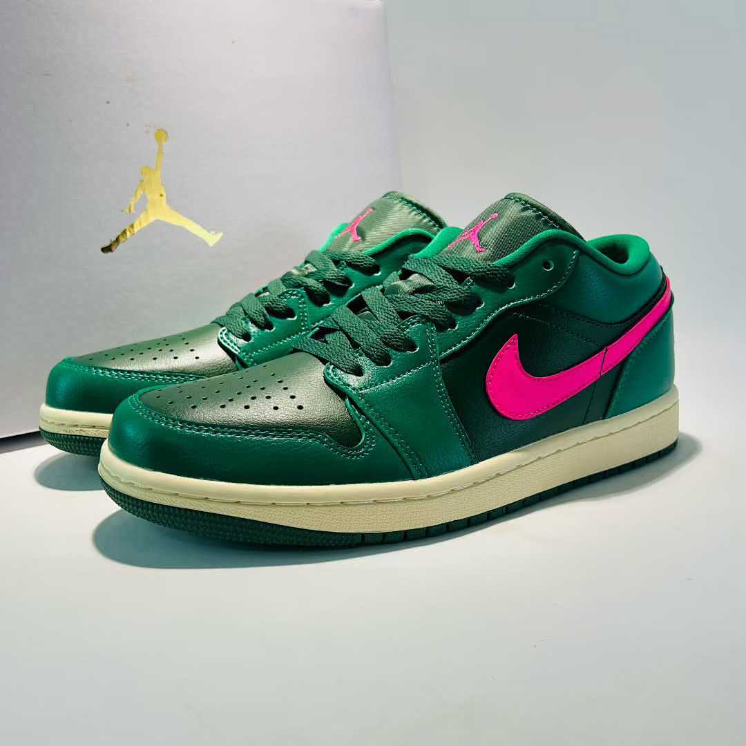 Air Jordan 1 Low SE Noble Green Dark Pink Sail Sneakers FJ3465-300 Men's Women's Shoes