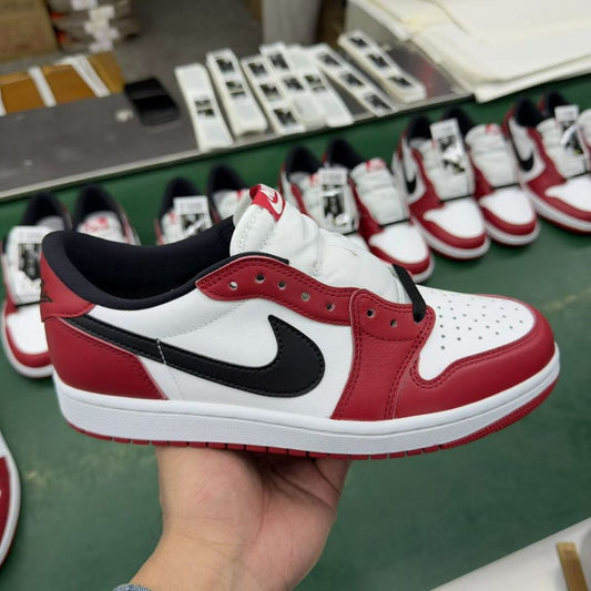 Nike Air Jordan 1 Low 'Gym Red' 553558-605 White Black Red Men's Lifestyle Sneakers