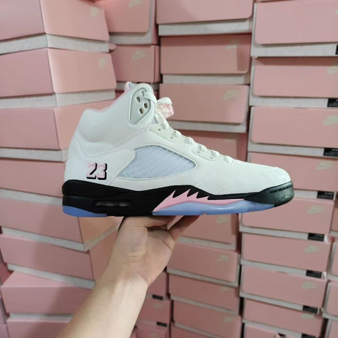 Nike Air Jordan 5 Retro GS Pinksicle White Black Pink Youth Sneakers (440892-168)
