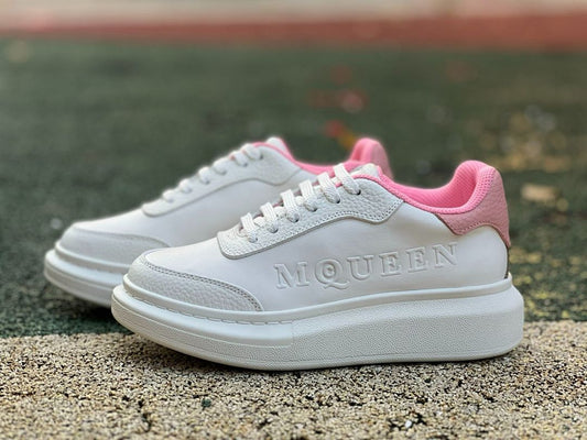 MQUEEN White Pink Platform Oversized Sole Sneakers Chunky Low-Top Trainers