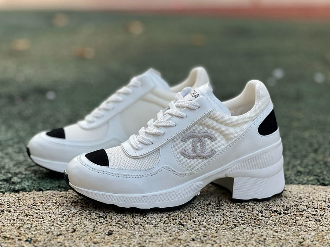 Chanel Low-Top Trainers White & Black G37136 Women's Luxury Chunky Sneakers Block Heel