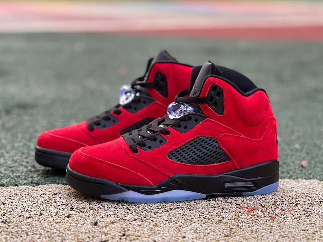 Air Jordan 5 Retro Raging Bull DD0587-600 Men's Varsity Red Suede Black Icy Sole Sneakers