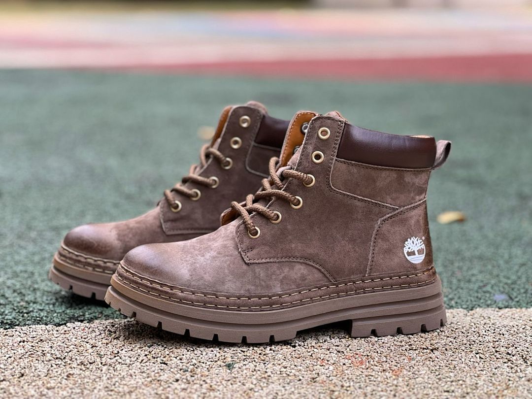 Timberland Men's Dark Brown Nubuck Waterproof Ankle Boots Stacked Lug Sole
