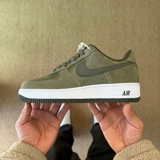Nike Air Force 1 '07 Low Sequoia Cargo Khaki Olive Green Suede Sneakers AA4083-300