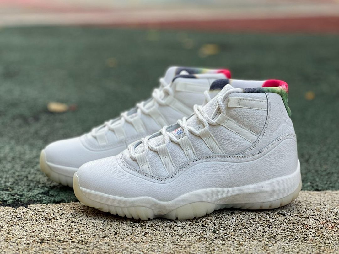 Air Jordan 11 Retro GS Multi-Color White Rainbow Tie-Dye Sneakers (BQ0710-143)