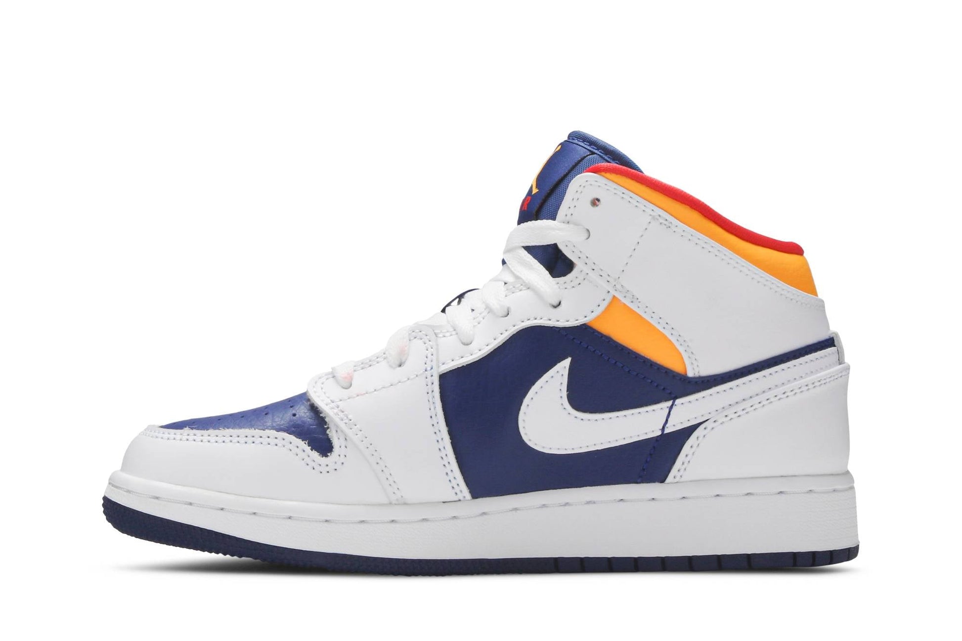 ( Grade School ) Air Jordan 1 Mid 'White Deep Royal Blue' 554725-131