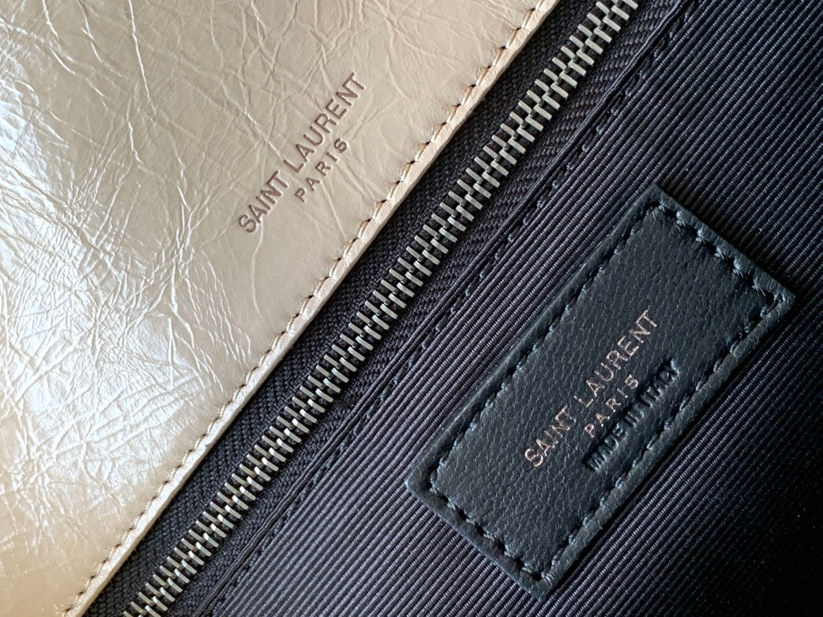 Saint Laurent Niki Medium Shoulder Bag in Beige Crinkled Leather