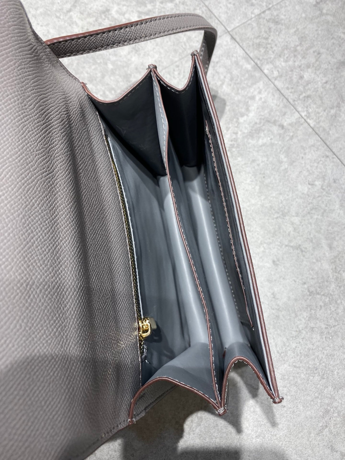 Hermes Constance Gray Leather Shoulder Bag with Gold Hardware