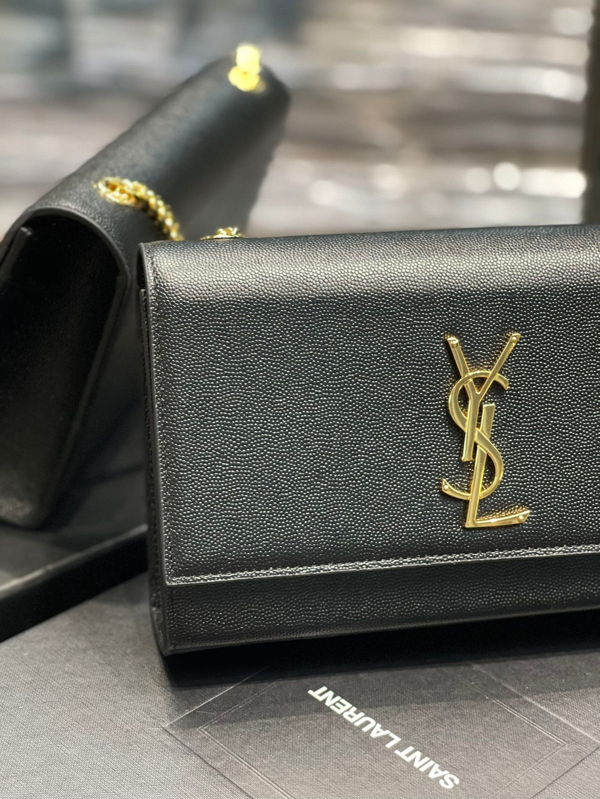 Saint Laurent Kate Small Chain Bag in Grain De Poudre Embossed Leather