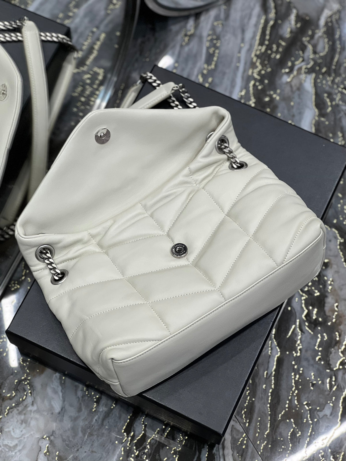 Saint Laurent Toy Loulou Quilted Leather Shoulder Bag - White
