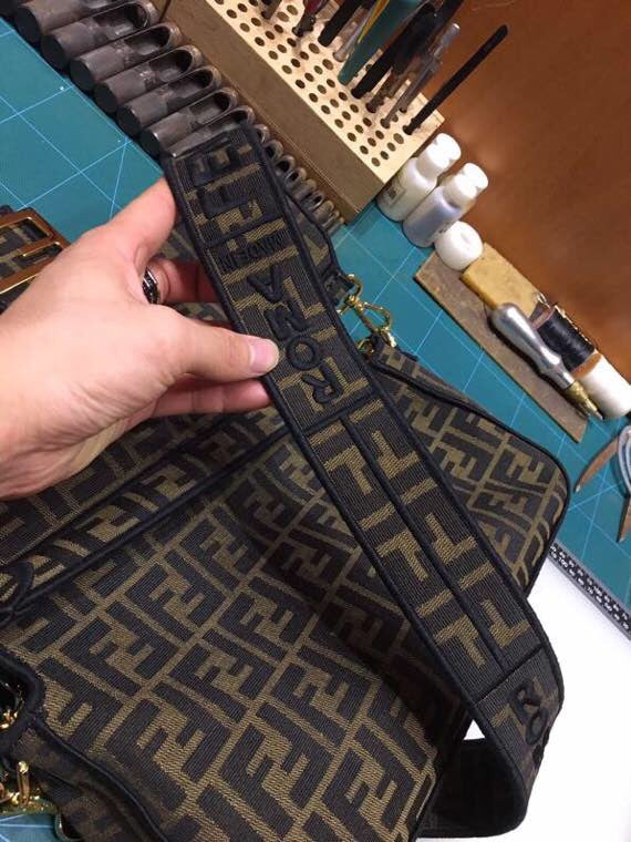 Vintage Fendi Zucca Monogram Canvas Baguette Shoulder Bag - Brown/Black