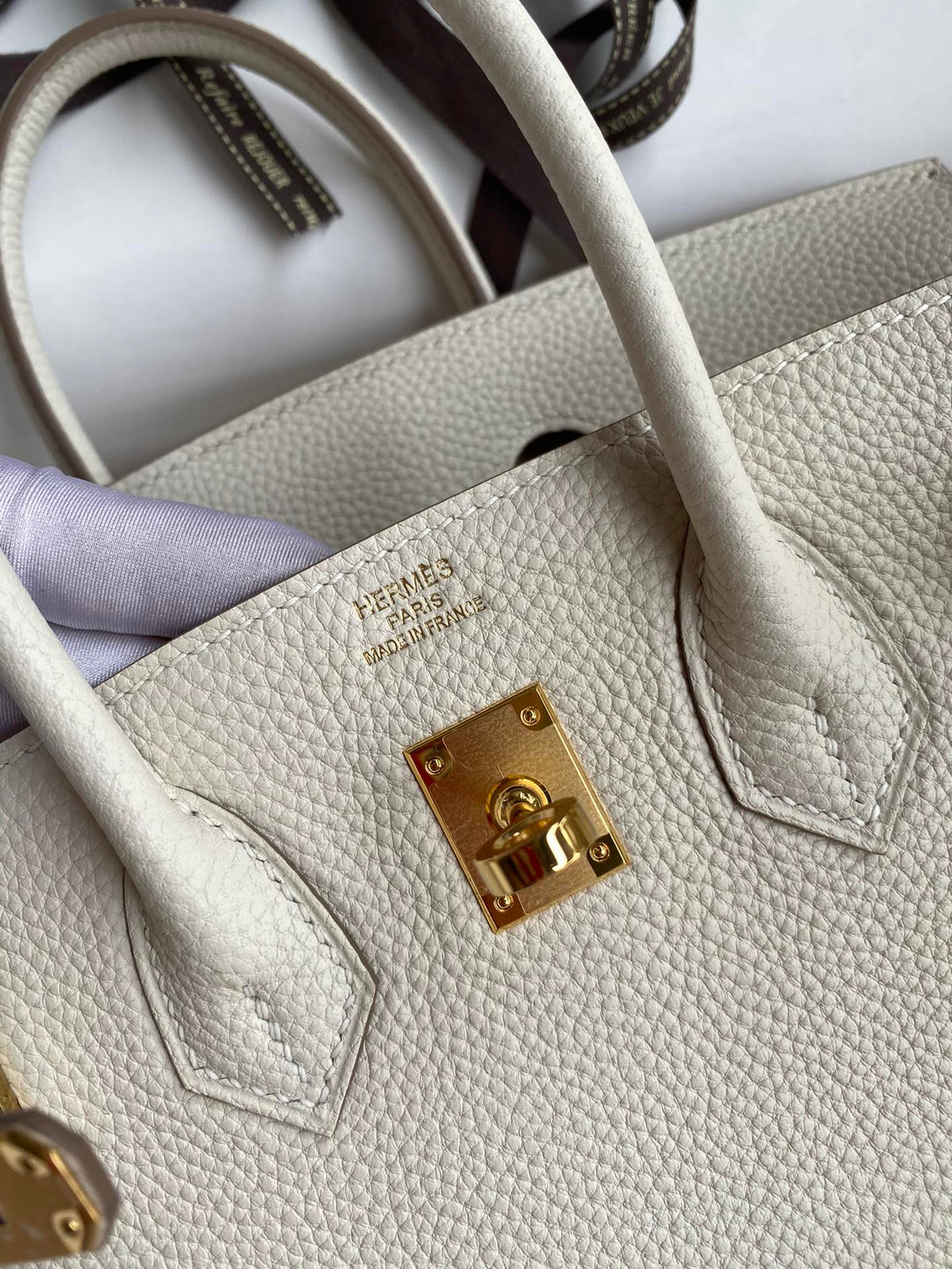 Luxury Cream Leather Handbag with Gold-Tone Hardware - Classic Top Handle Design