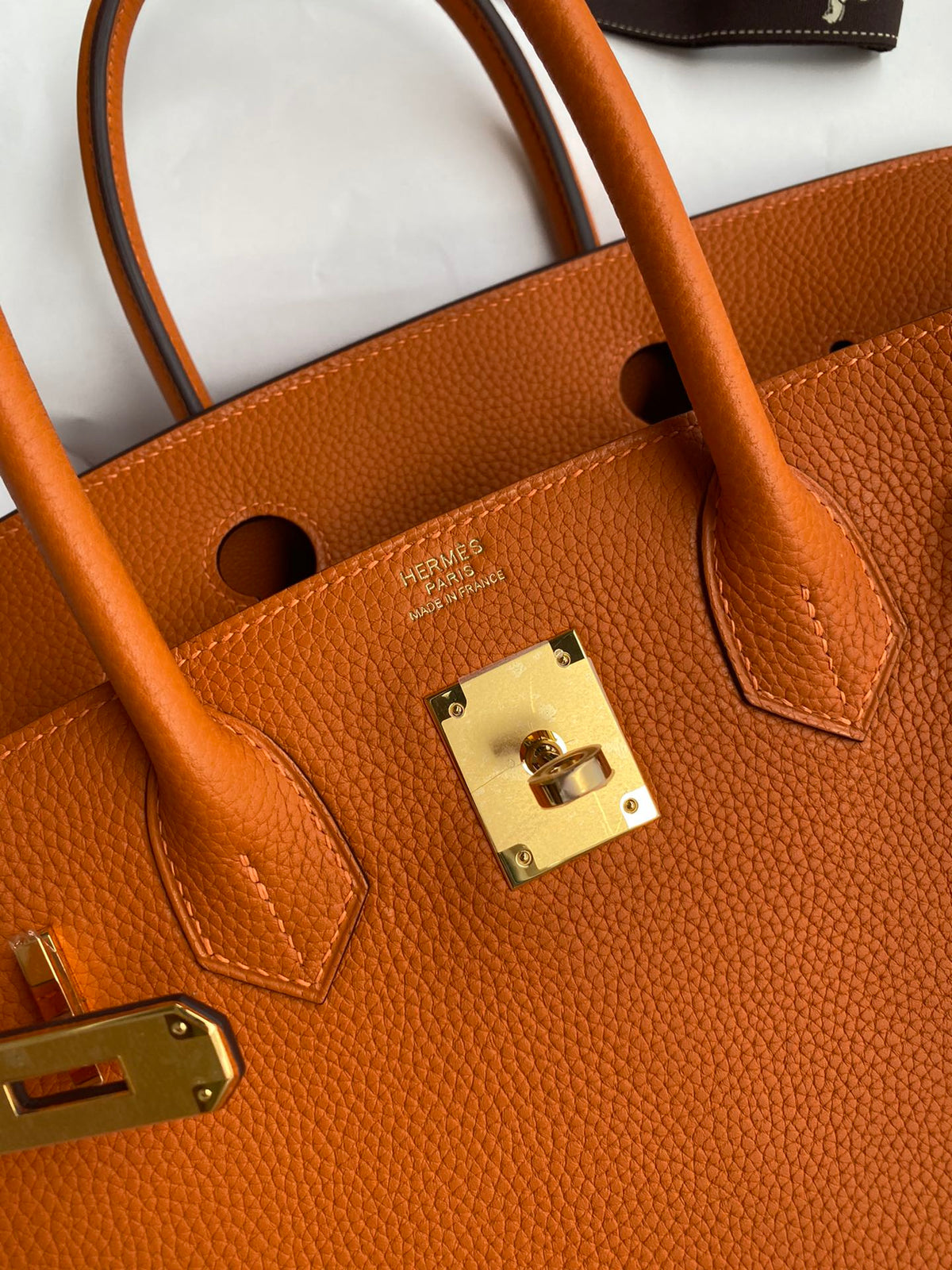 Hermès Birkin Handbag Orange Leather with Gold-Tone Hardware