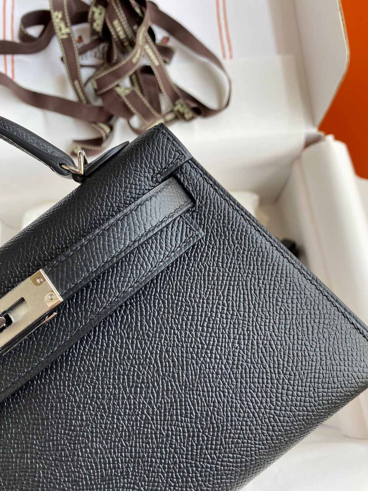 Black Textured Leather Top-Handle Handbag with Silver Hardware