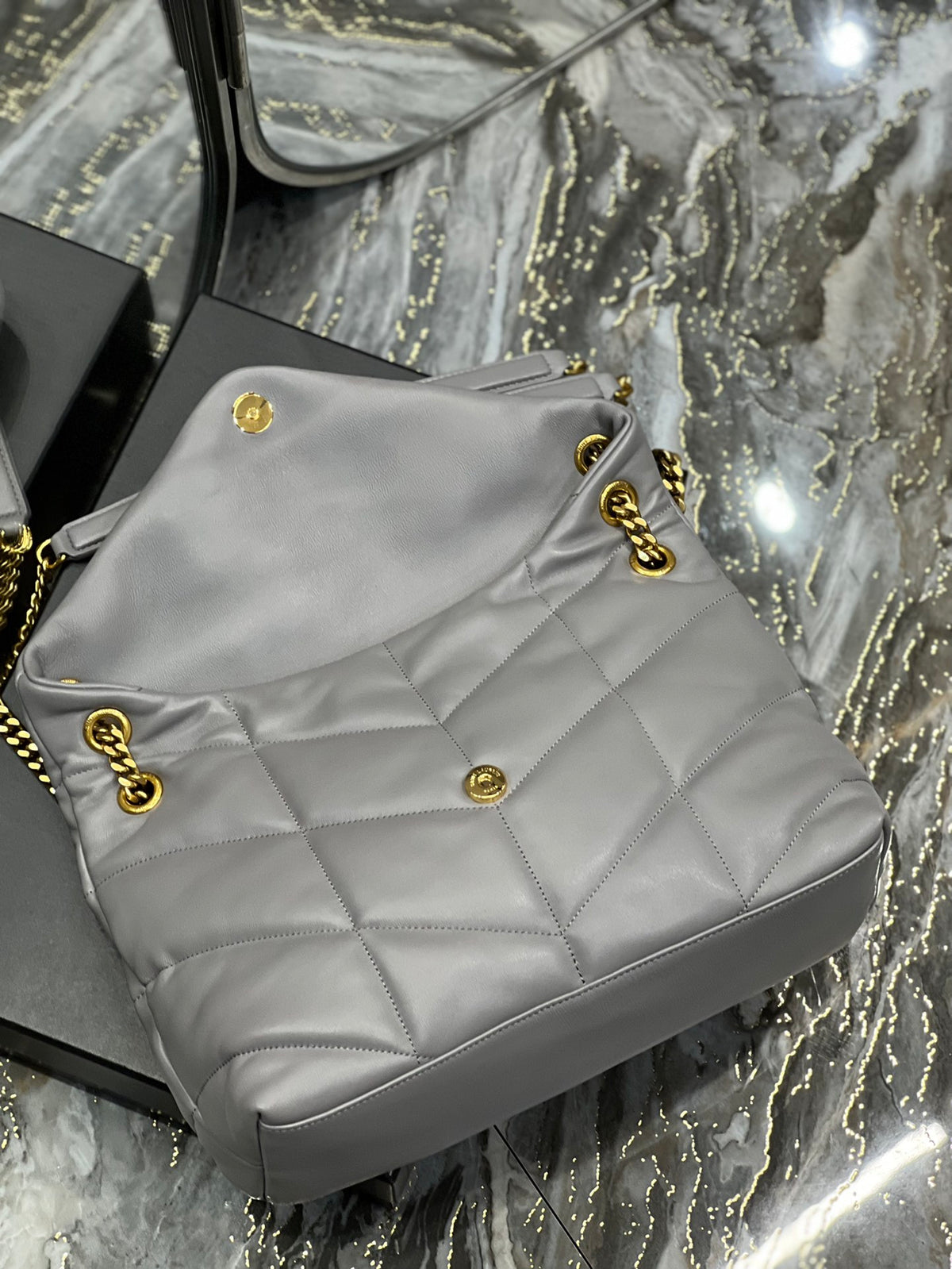 Saint Laurent Toy Loulou Quilted Leather Shoulder Bag - Grey