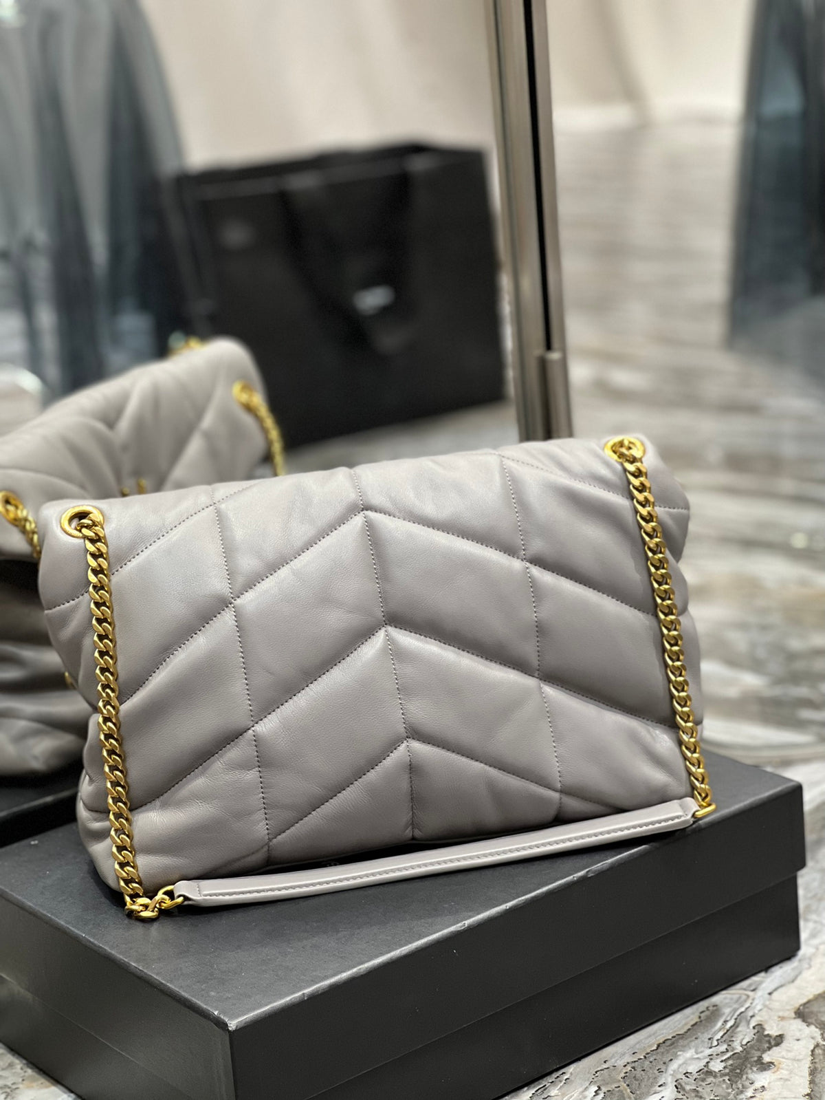 Saint Laurent Toy Loulou Quilted Leather Shoulder Bag - Grey
