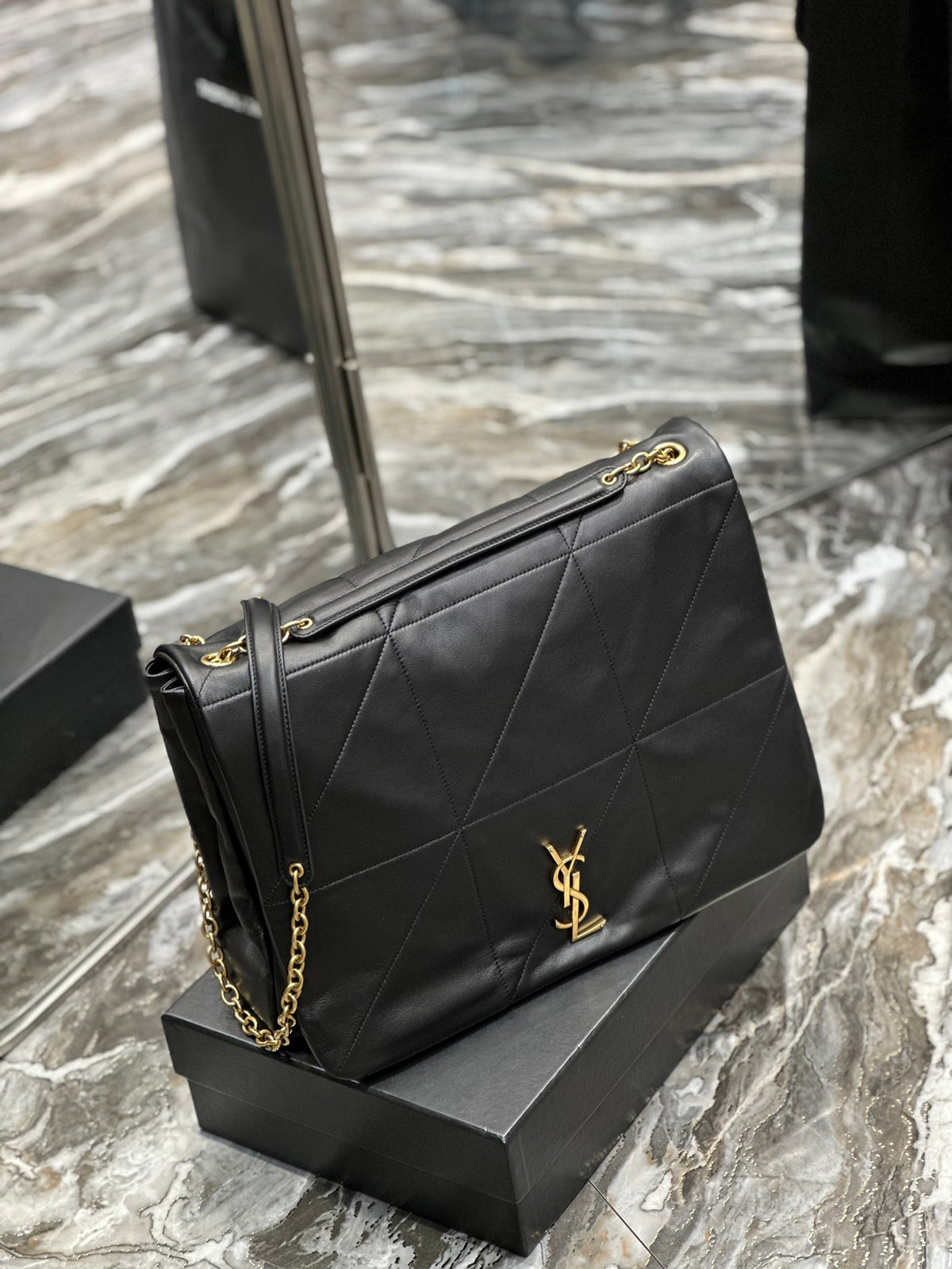 Saint Laurent YSL Jamie 4.3 Medium Quilted Lambskin Shoulder Bag in Black
