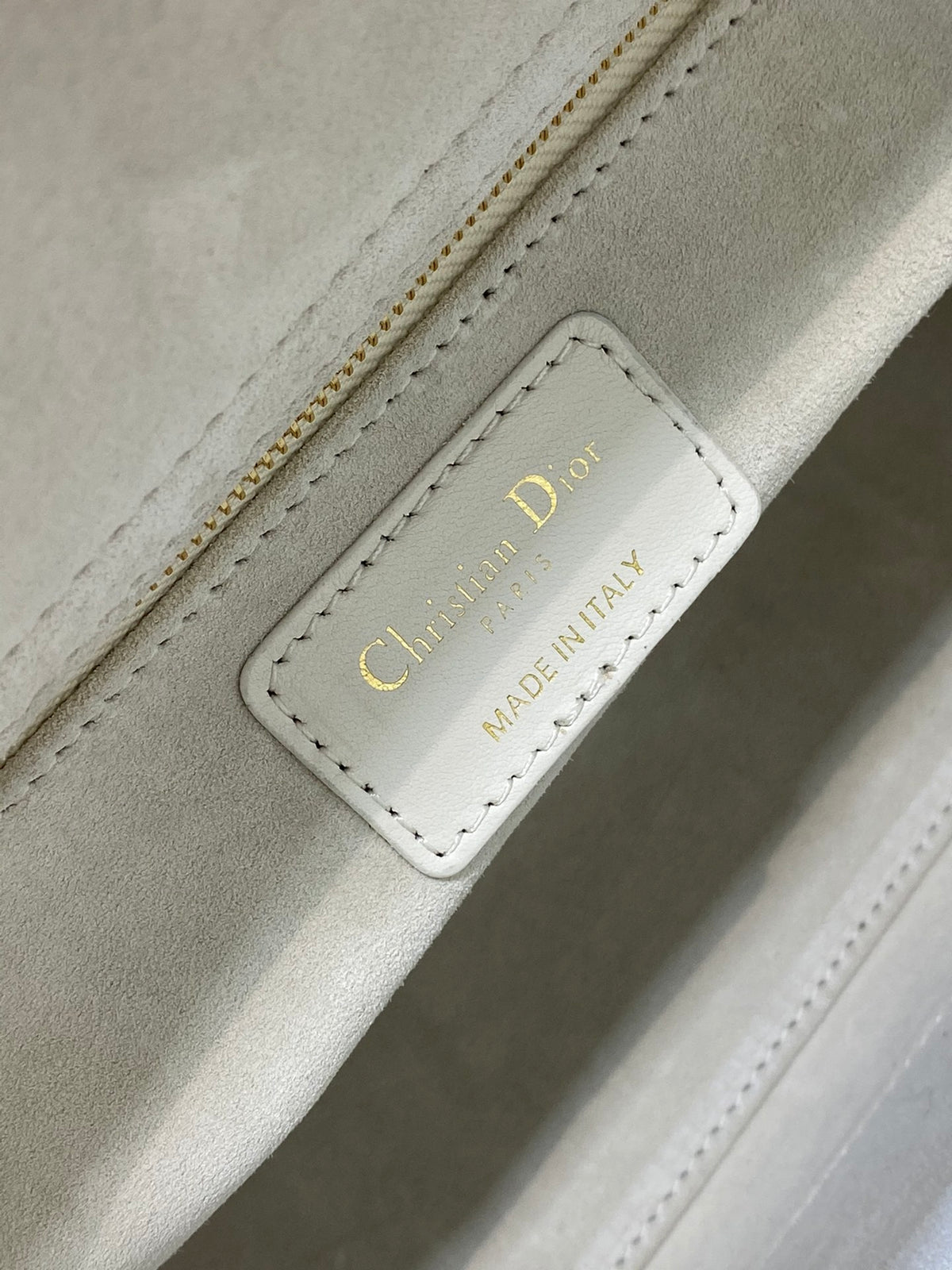 Small Lady Dior Bag - White Cannage Lambskin with Gold-Finish Metal Charms