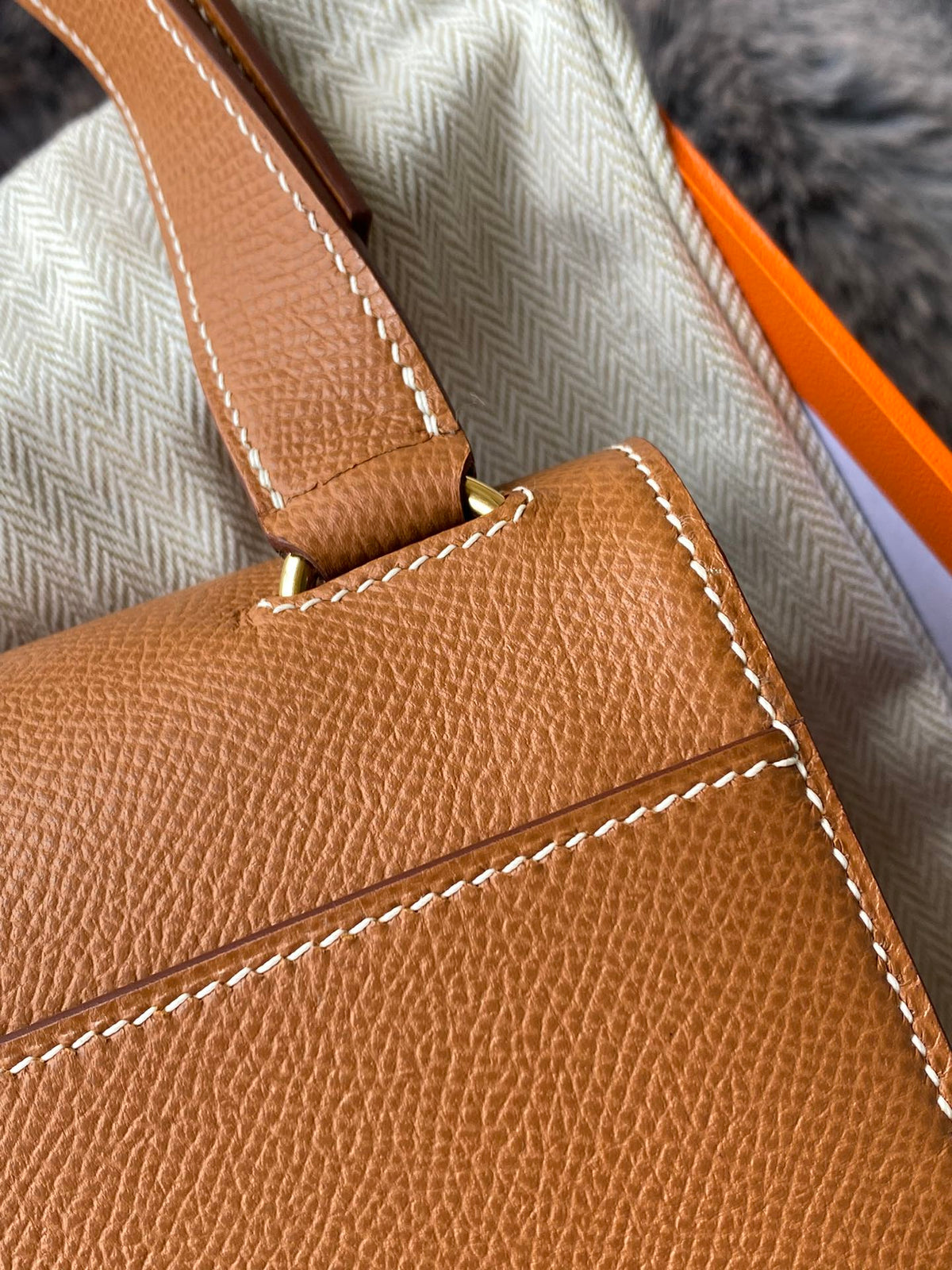 Hermès Della Cavalleria Mini Bag - Gold Tan Leather with Gold-Tone Hardware