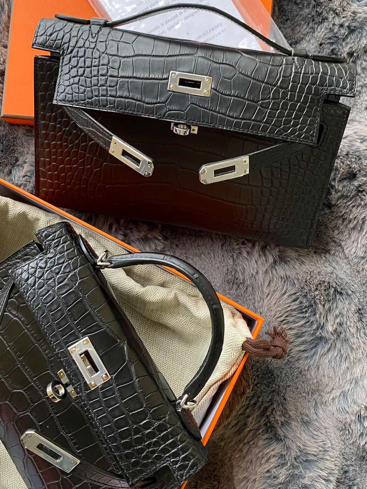 Luxurious Black Crocodile Embossed Leather Top Handle Bag with Silver Hardware