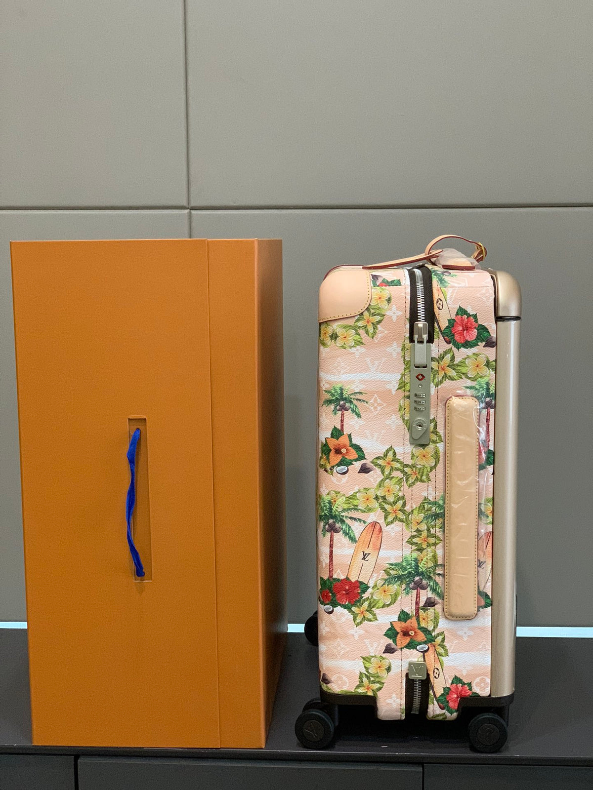 Tropical Palm Tree Print Spinner Suitcase Rolling Travel Luggage