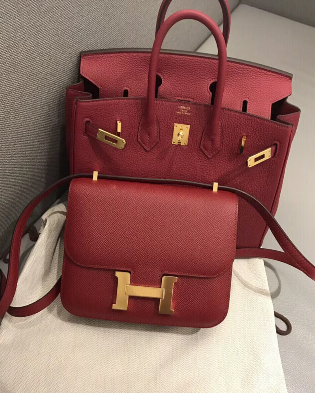 Hermès Constance 18 Mini Bag - Gold Epsom Leather with Palladium Hardware